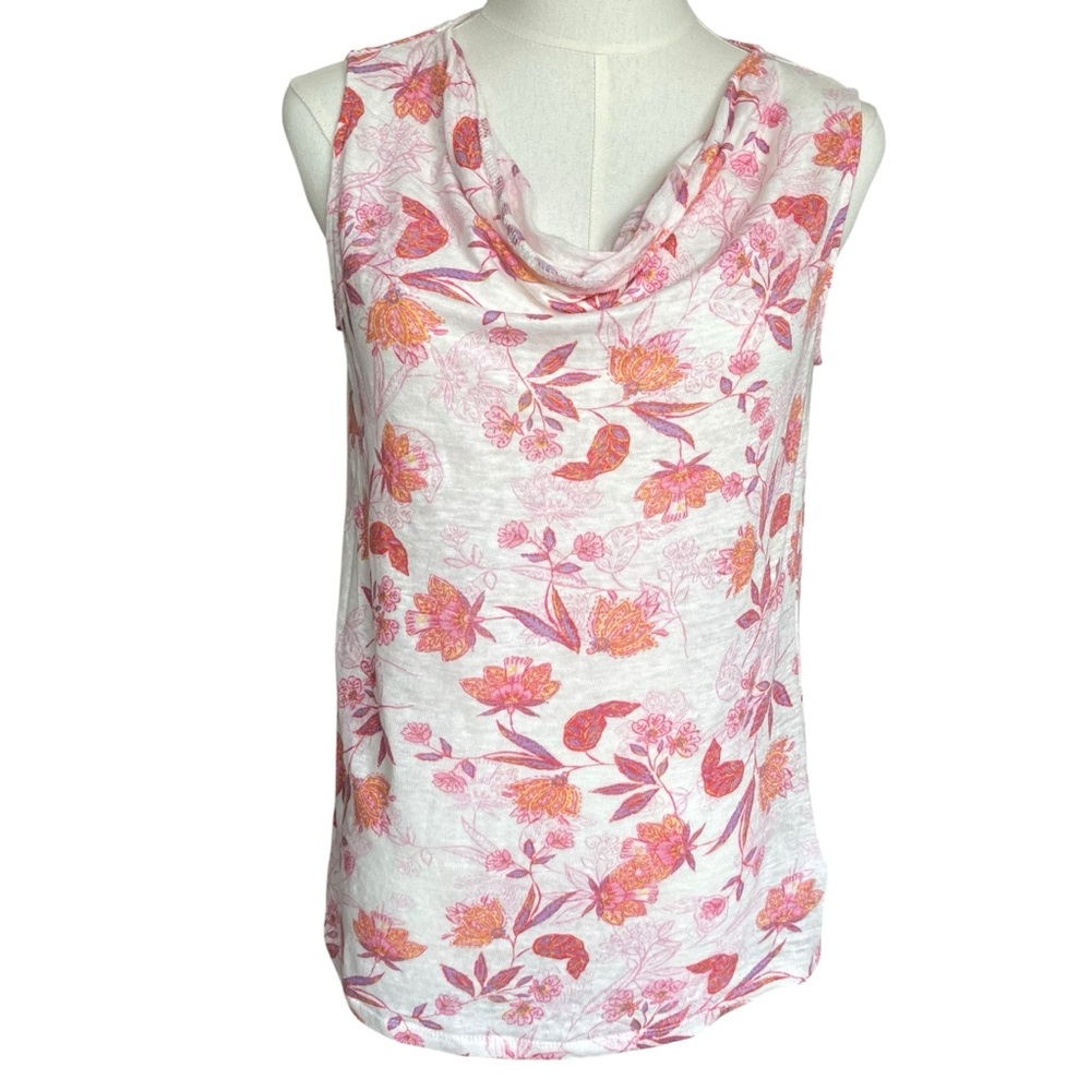 Haute Hippie Linen Tank Floral Boho Sleeveless Top